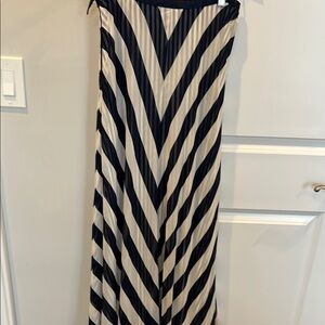 Striped Navy and Cream Maxi Skirt
